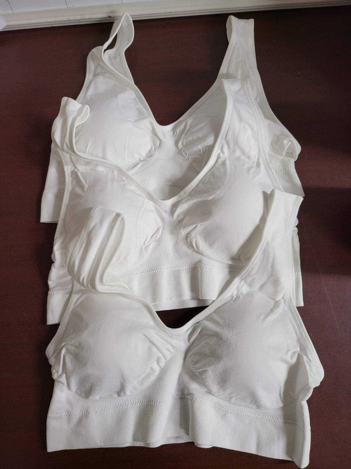 Genie Bra 3 Pack size 26B MEDIUM  Comfort Sports Bras  White - Removable Pads