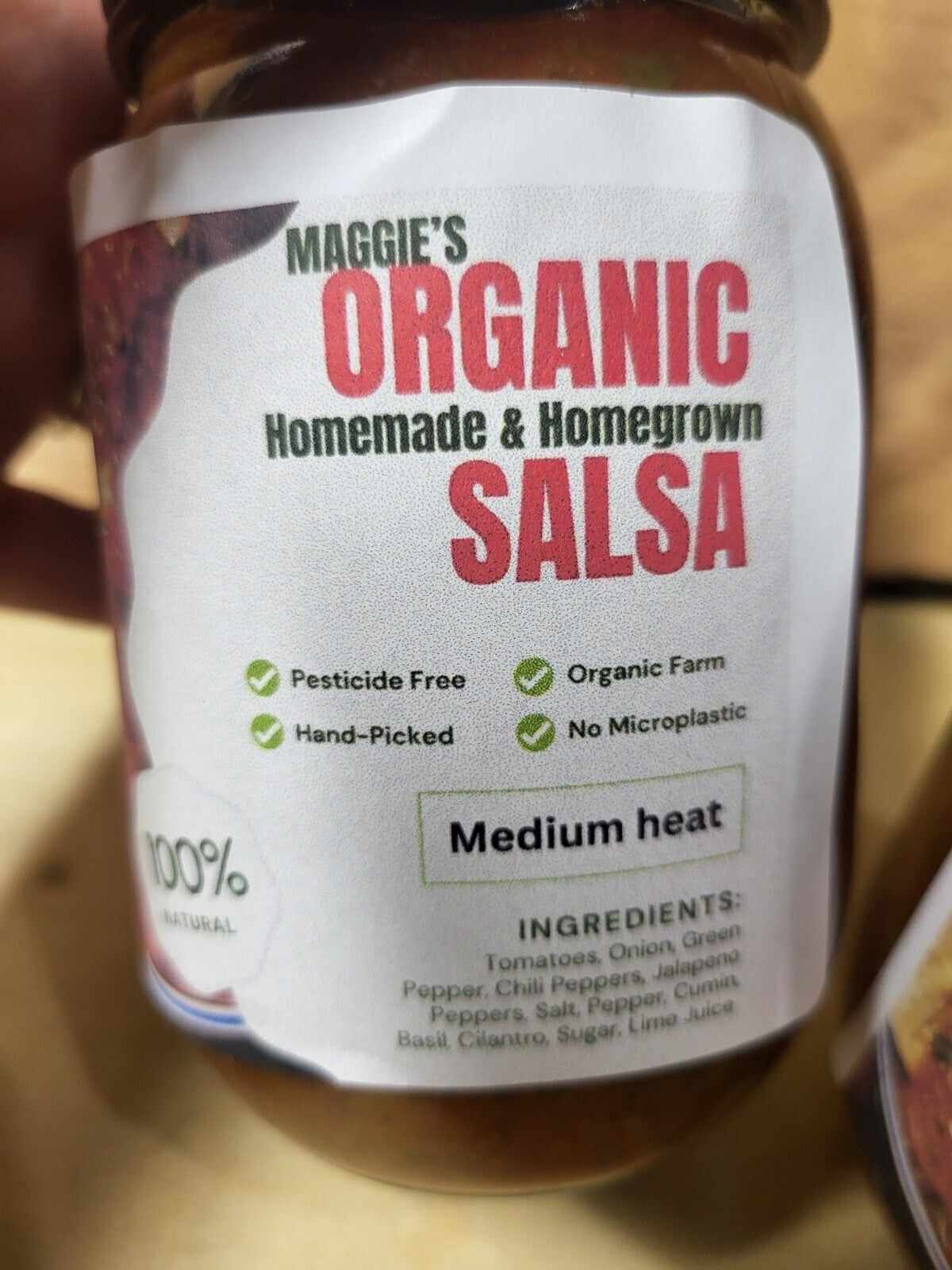 Salsa 16oz Homegrown Homemade OHIO Medium Heat Glass Jar Organic Healthy