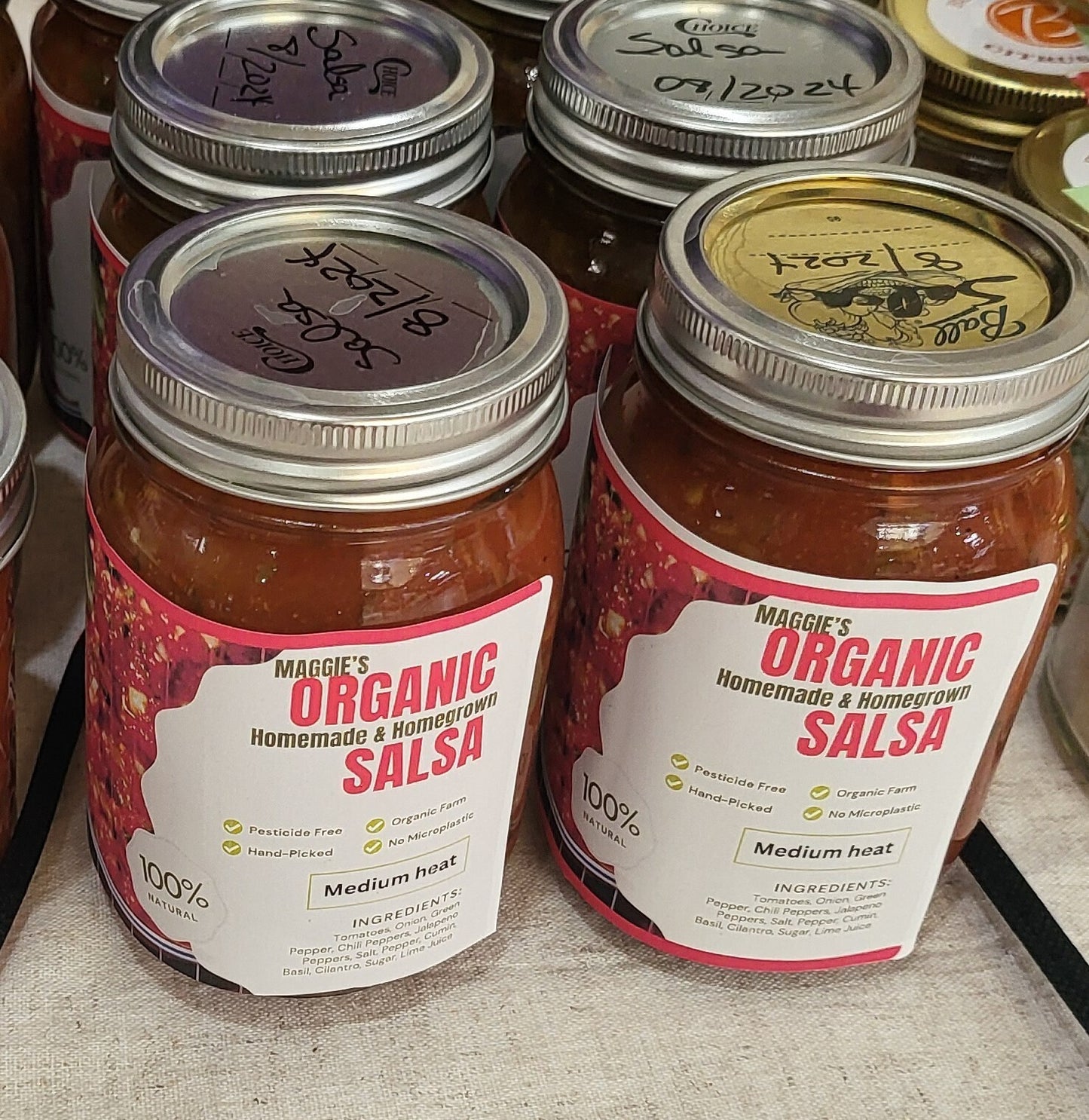 Salsa 16oz Homegrown Homemade OHIO Medium Heat Glass Jar Organic Healthy