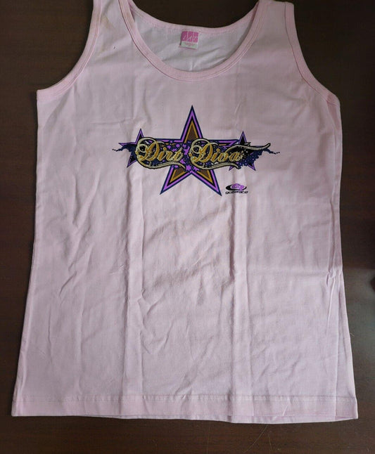 Ladies Tank Top DIRT DIVA Gotta Race Pink MEDIUM Ch 18"  L23"    LAT
