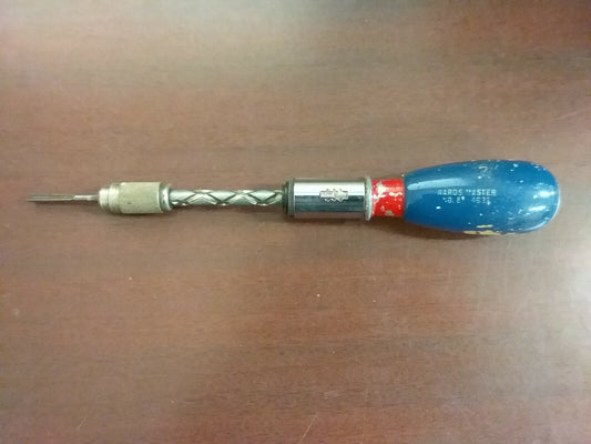 Vintage Yankee Ratcheting Screwdriver 8.5" Ward's Master 82-4632 Blue Wood Handl