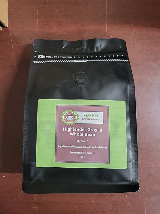 11oz Coffee Beans Highlander Grogg  Grog   Fresh Sealed in Reclosable Bag