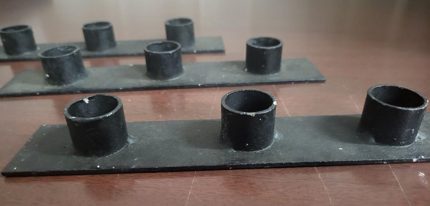 3 Iron Taper Candle  Holders 3 Holes ea 8.75 x 1.5 x 1"  Rusic Primitive