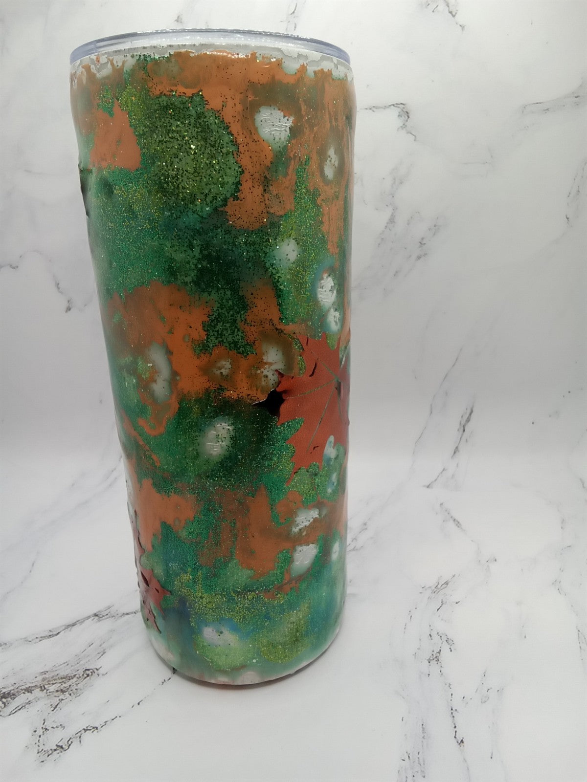 18 Oz Fall Leaf Tumbler Handmade Epoxy Coated