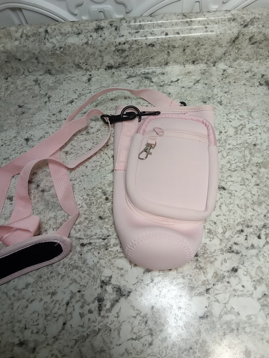 pink Tumbler Shoulder Carrying Bag With Zipper Pouches