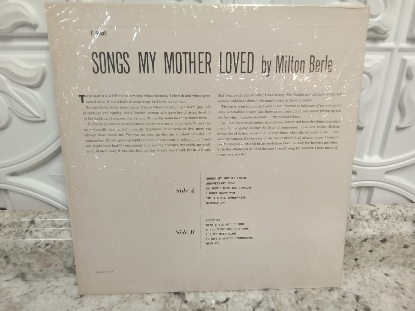 Songs My Mother Loved Milton Berle Vinyl Record