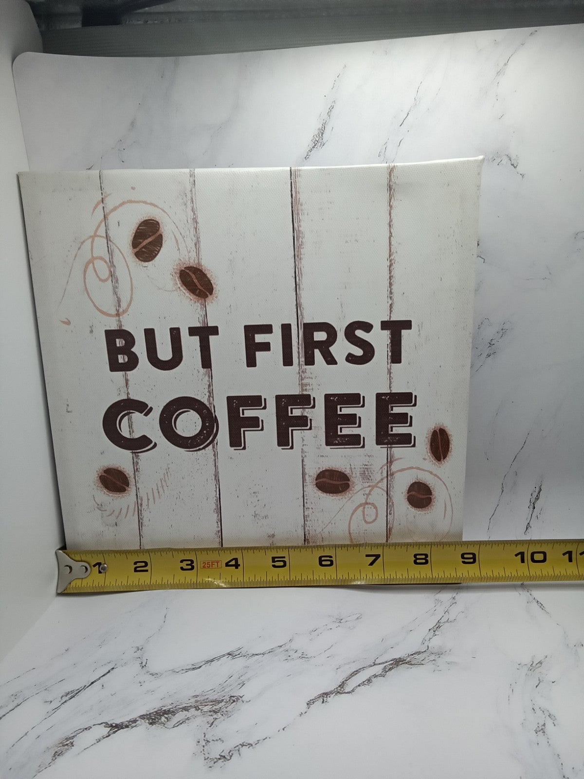 9 Inch Coffee First Canvas Wall Art