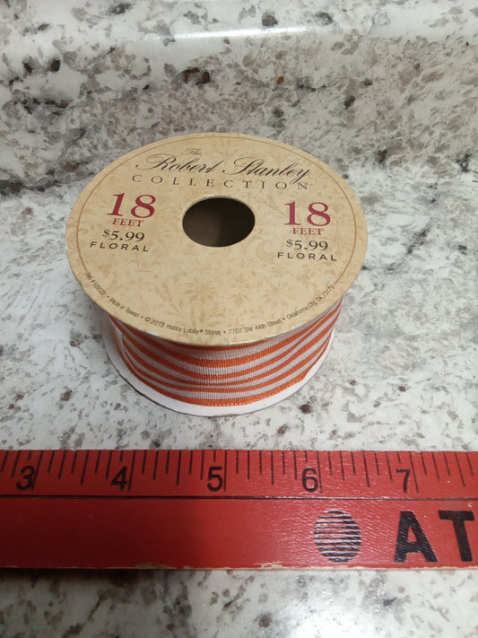 Robert Stanley Collection Orange Striped Floral Ribbon 18ft