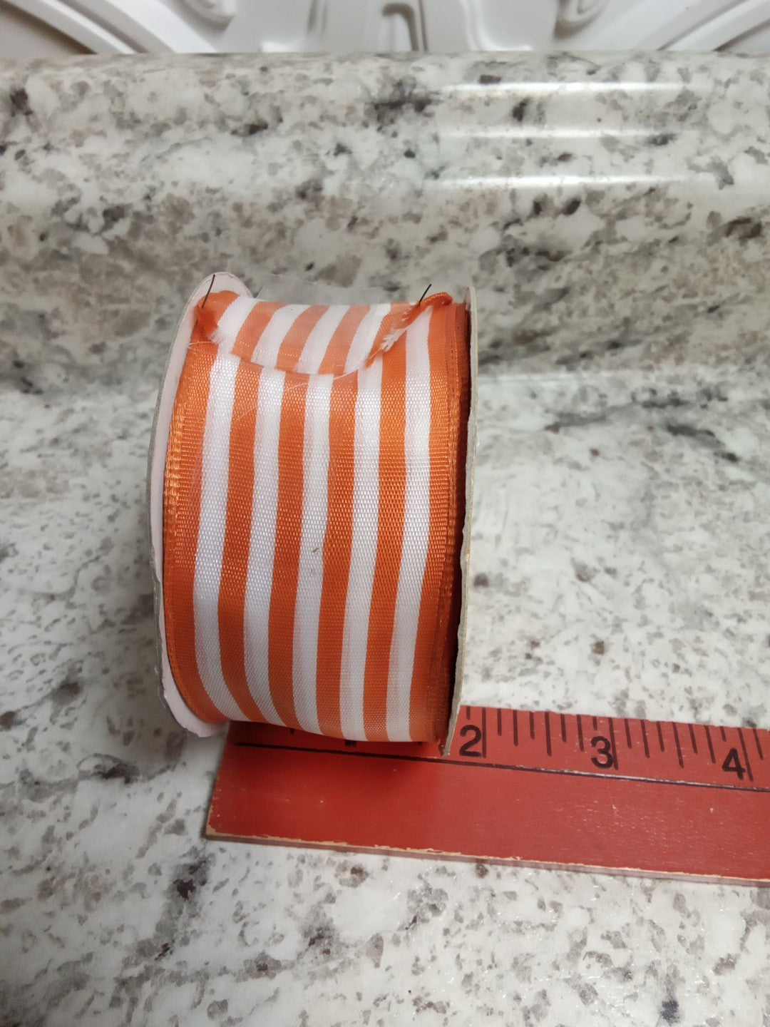 Robert Stanley Collection Orange Striped Floral Ribbon 18ft