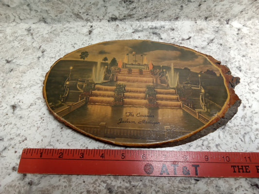 The Cassades Jackson Michigan Wood Decor Block Vintage