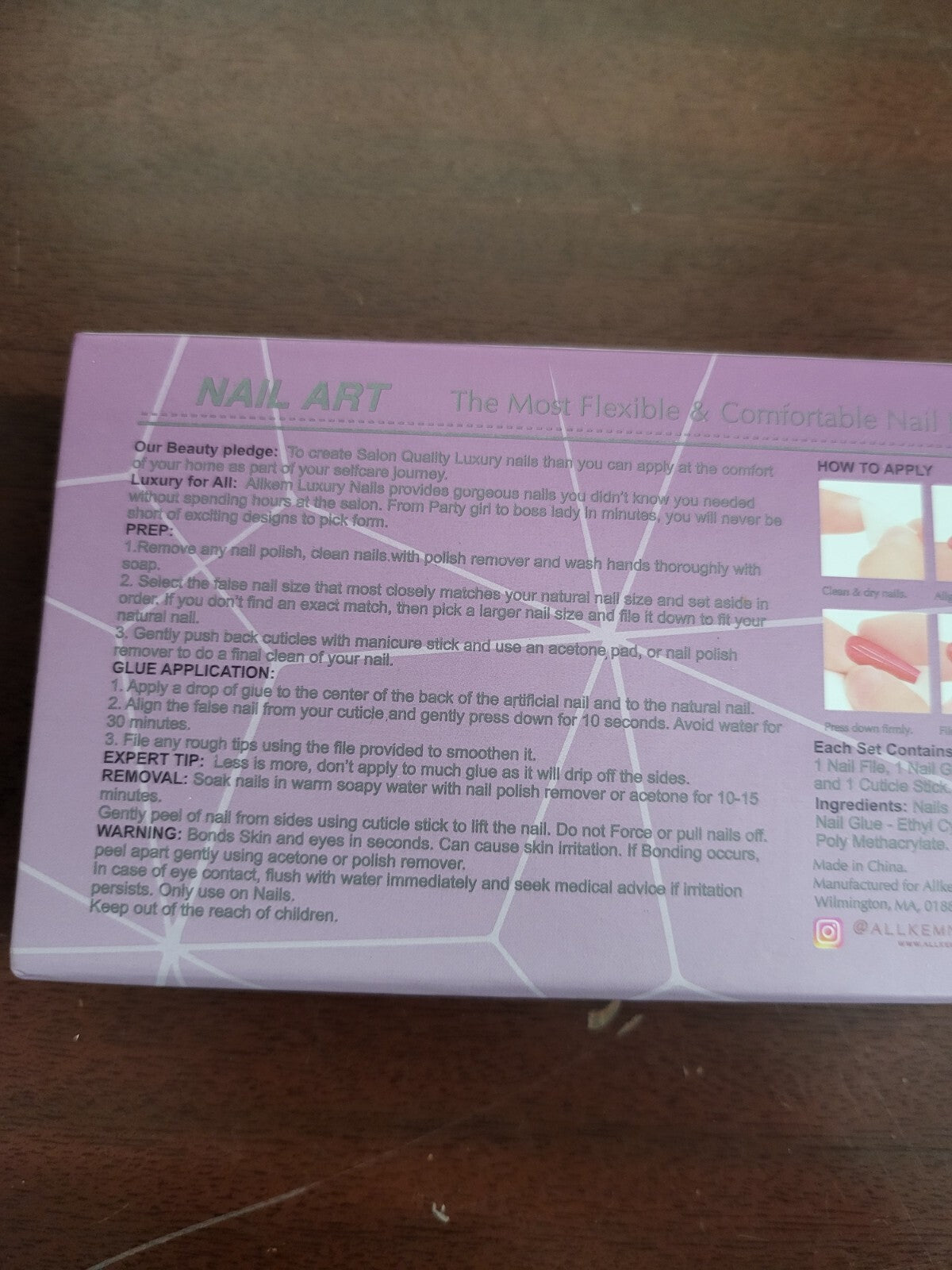 AllKem Luxury Nails HOT RED Extra Long Stiletto Press On Nails 24 Nails, 12 Size
