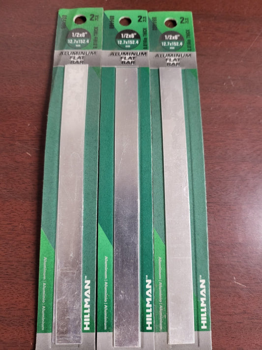 3 - 2pc Hillman Aluminum Flat Bar 1/2 x 6" x .016" #884468 Mill Stock Machining