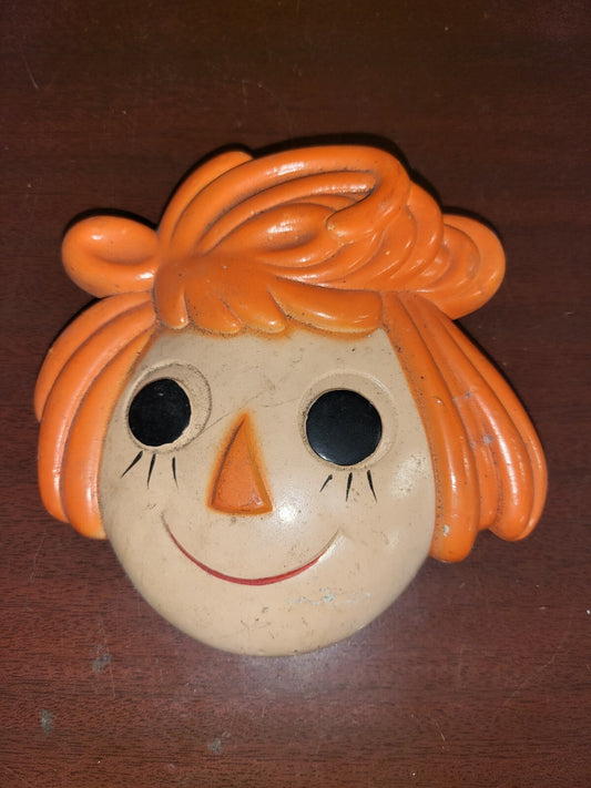Vintage Raggedy Ann Chalkware Face ~5"