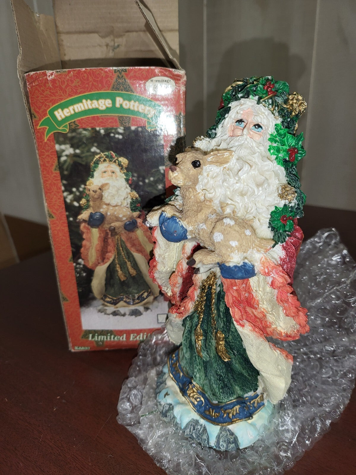 Vintage Hermitage Pottery Polystone Old World Santa KA837 Limited Edition NOS 8"