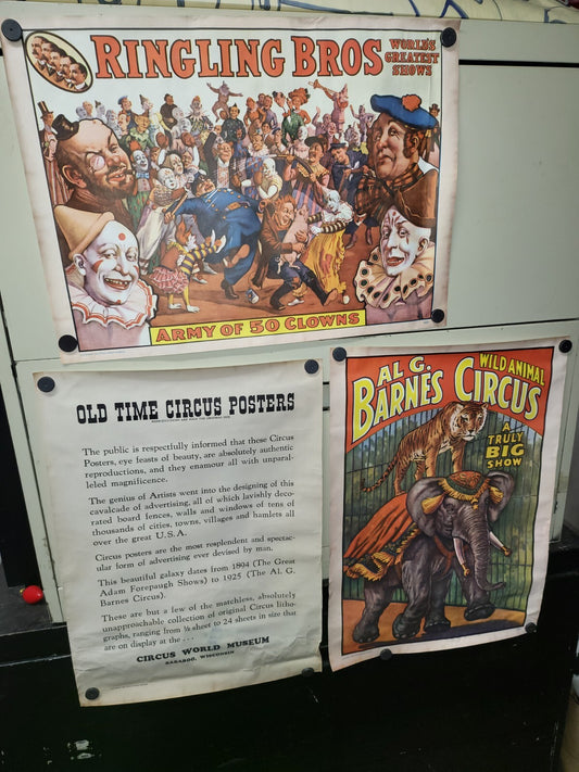 Vintage Posters 2 Circus World Museum 1960 Posters  & Info Sign 19 x 13.5"