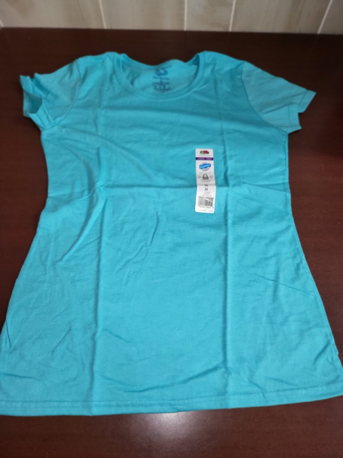 Fruit of the Loom  Ladies Crew Neck  T-Shirt Sky Blue size MEDIUM