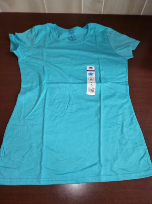 Fruit of the Loom  Ladies Crew Neck  T-Shirt Sky Blue size MEDIUM