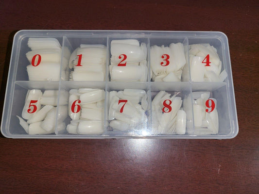 Nail Tips Clear Natural 100pc Fingernails Long Coffin 10 sizes Square Armor
