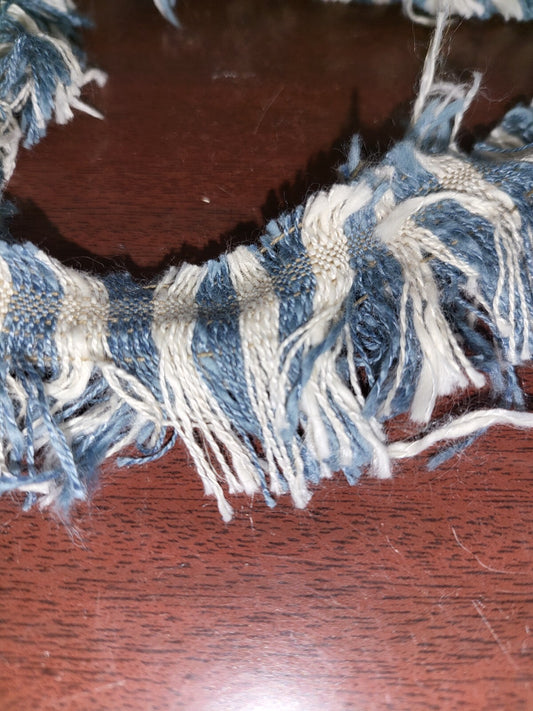 5 lb Tassle Fringe Material Ribbon 1.5"  Trim Sewing Fabric Blue & White Stripe