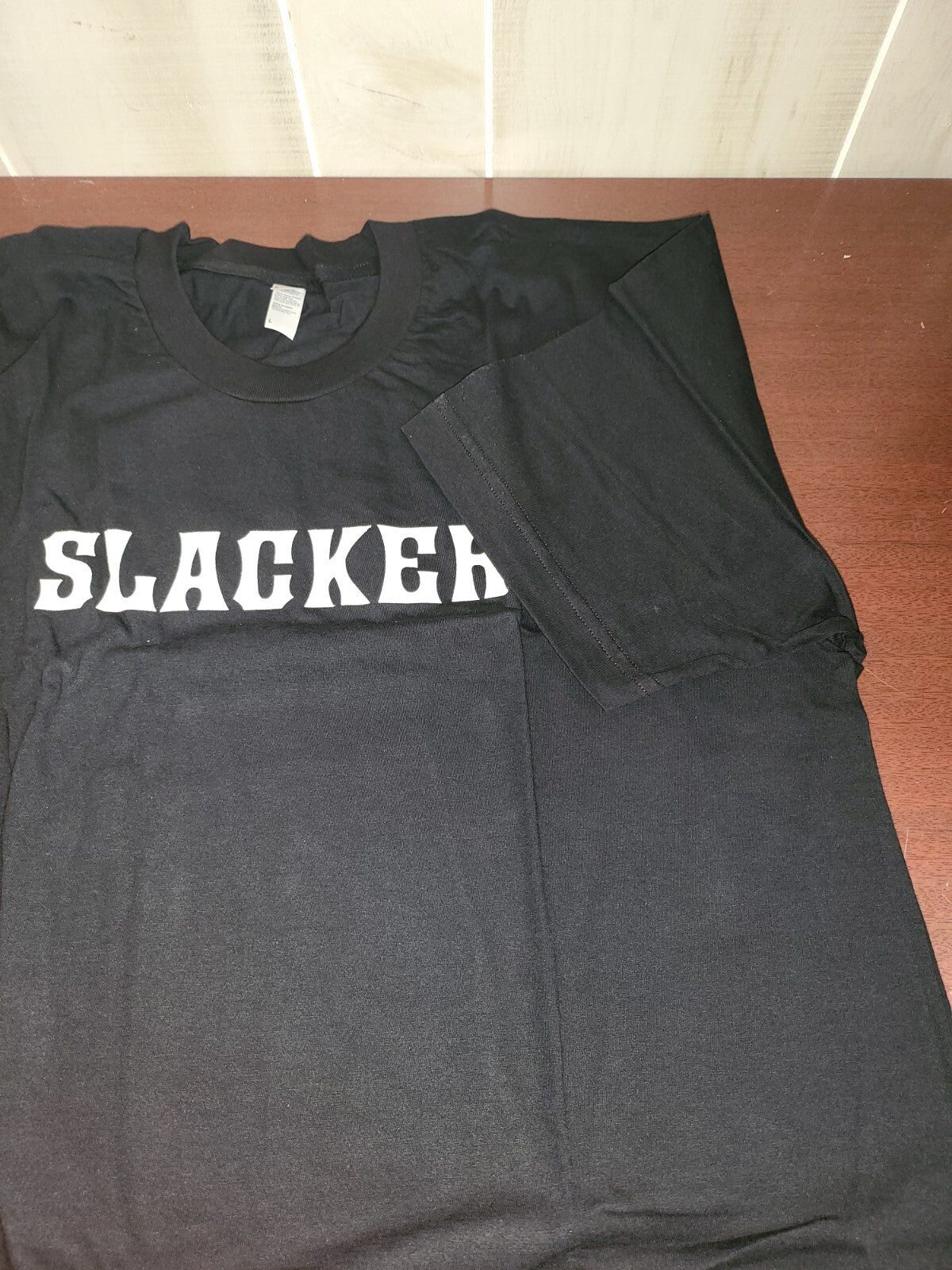 Mens T-Shirt Slacker size LARGE Black Crew Neck #178  American Apparel  Cotton