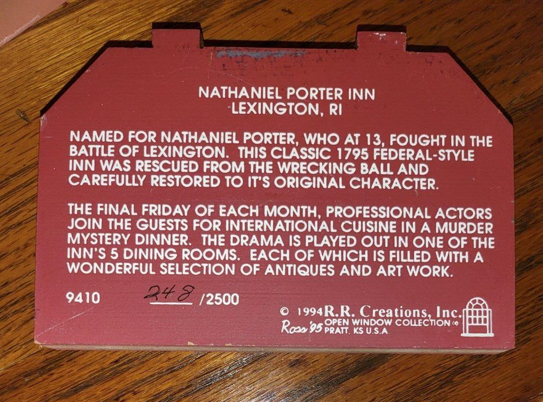 R.R. Creations Wood Block Decor Nathaniel Porter Inn Lexington Rhode Island