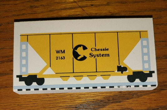 Wood Block Decor  WM 2163 Chessie System Train Car 4 x 2"