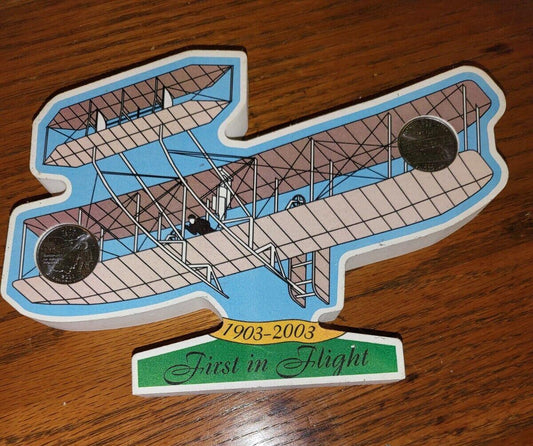 Wood Block Decor Aviation Pioneers First In Flight Statehood 8 x 5.5 Wright Bros