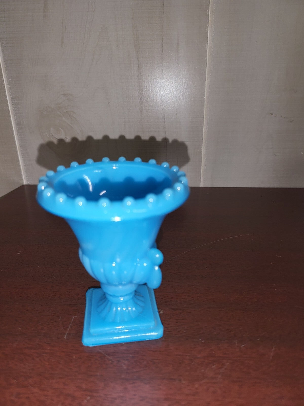 Vogue Opaque Blue Milk Glass Vase 3.25H x 2.75"W Urn Compote Vogue  #3076