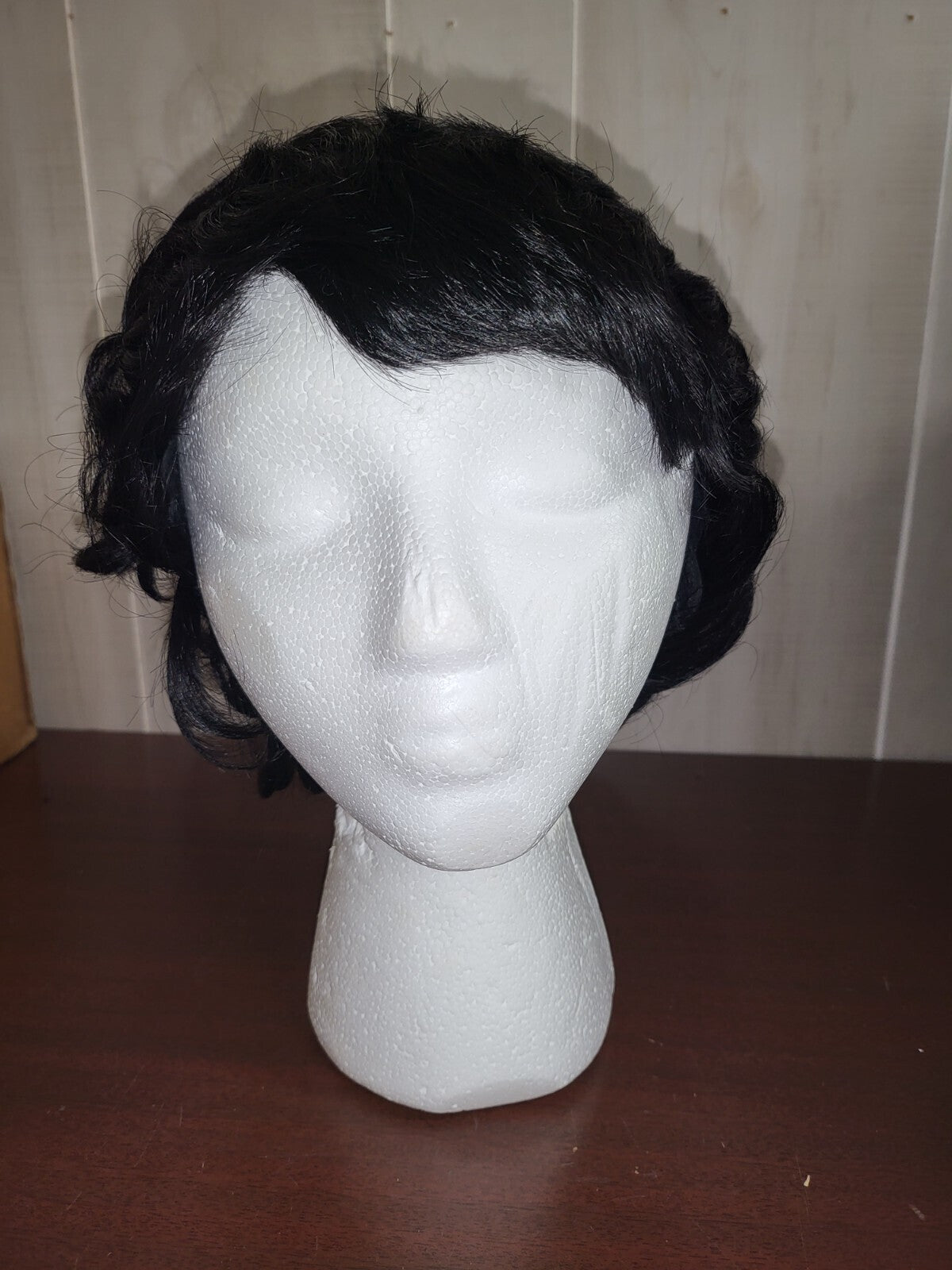Synthetic Hair Short Black Curly Wig and Cap NWOT