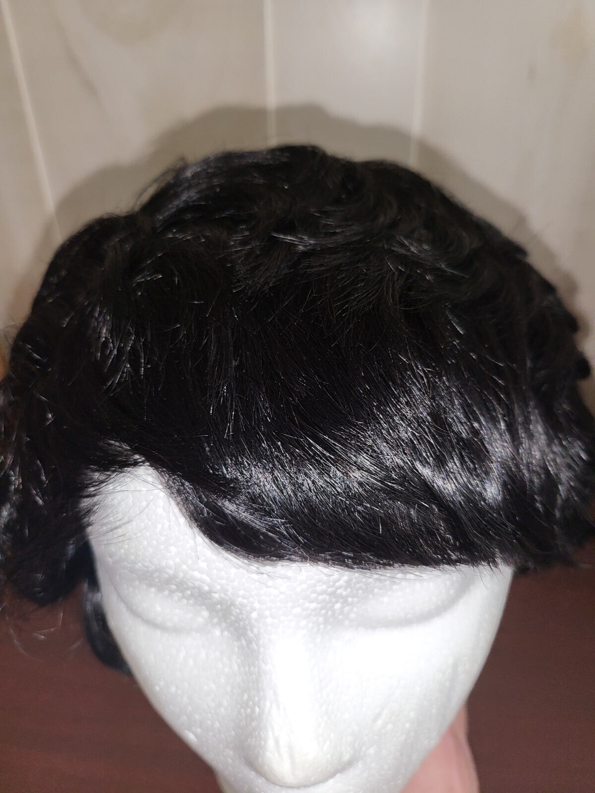 Synthetic Hair Short Black Curly Wig and Cap NWOT
