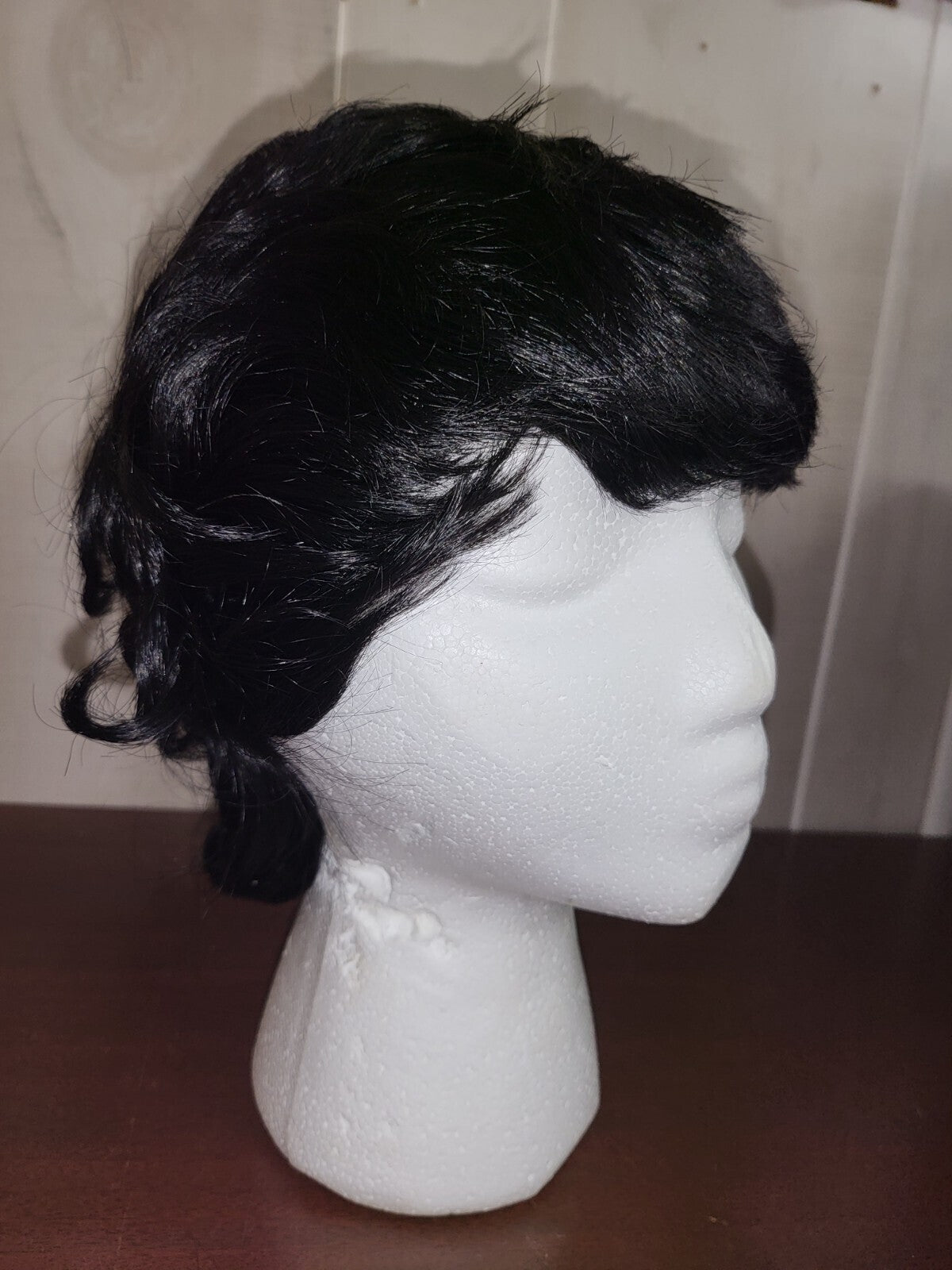 Synthetic Hair Short Black Curly Wig and Cap NWOT
