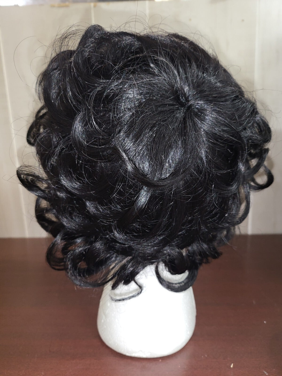 Synthetic Hair Short Black Curly Wig and Cap NWOT