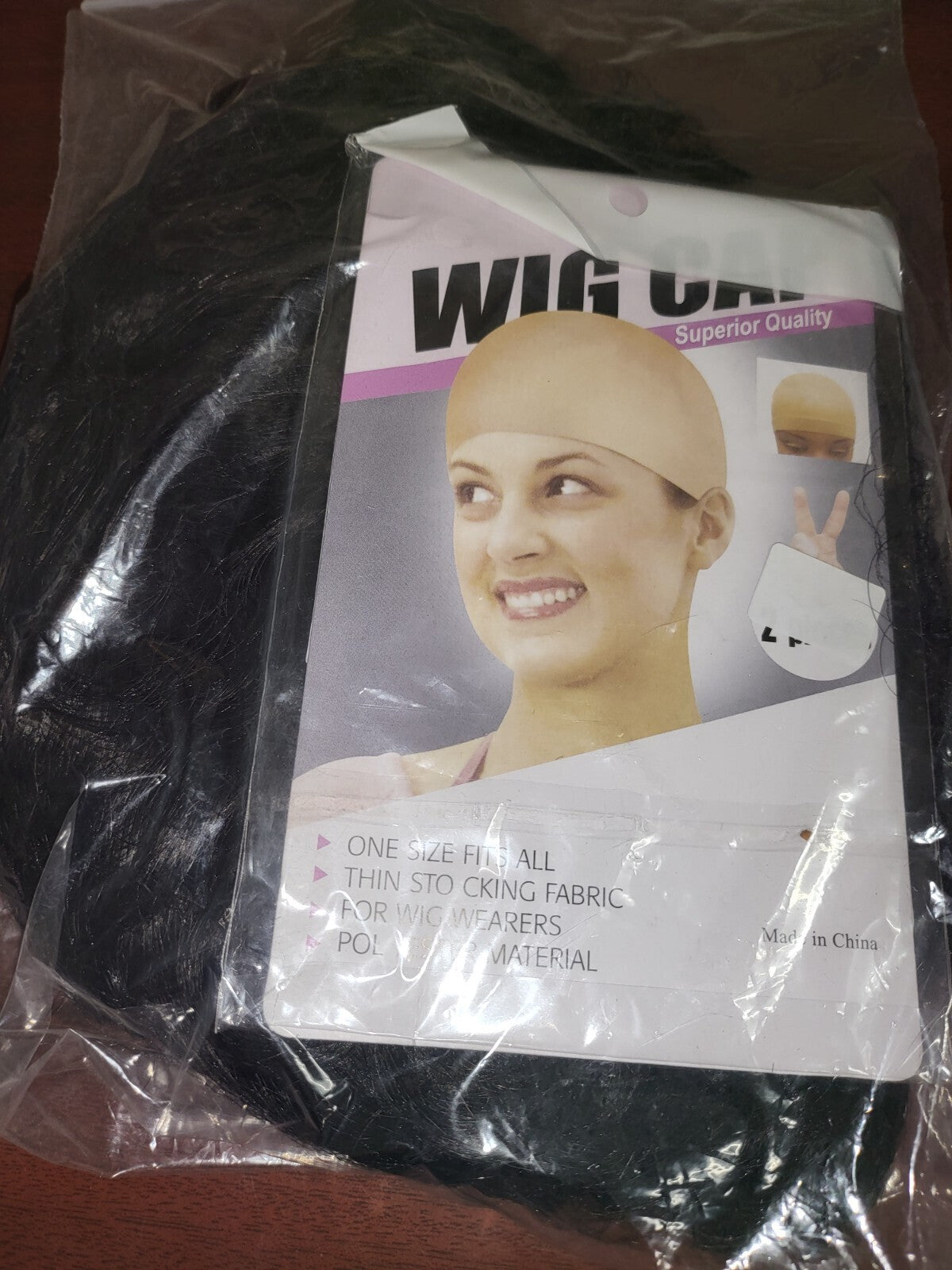 Synthetic Hair Short Black Curly Wig and Cap NWOT
