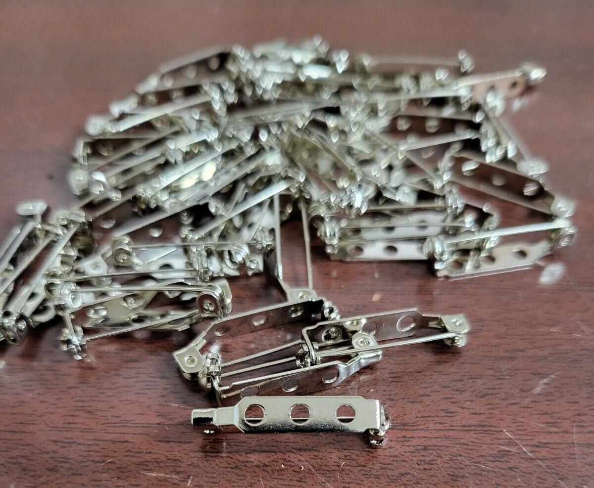 100 Pin Backs Safety Clasp 1" Silver DIY Craft Craft Button Brooch Name Badge