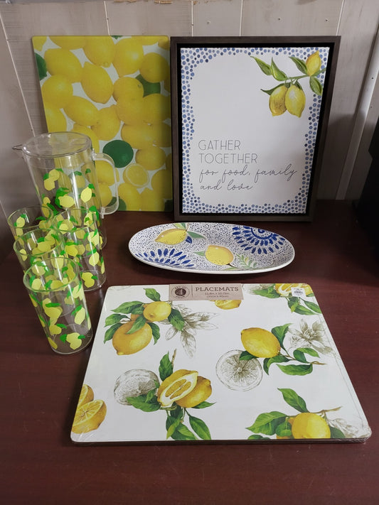 Lemon Kitchen Set Décor #4132  All in One Redecorating Cups Cutting Board Wall +