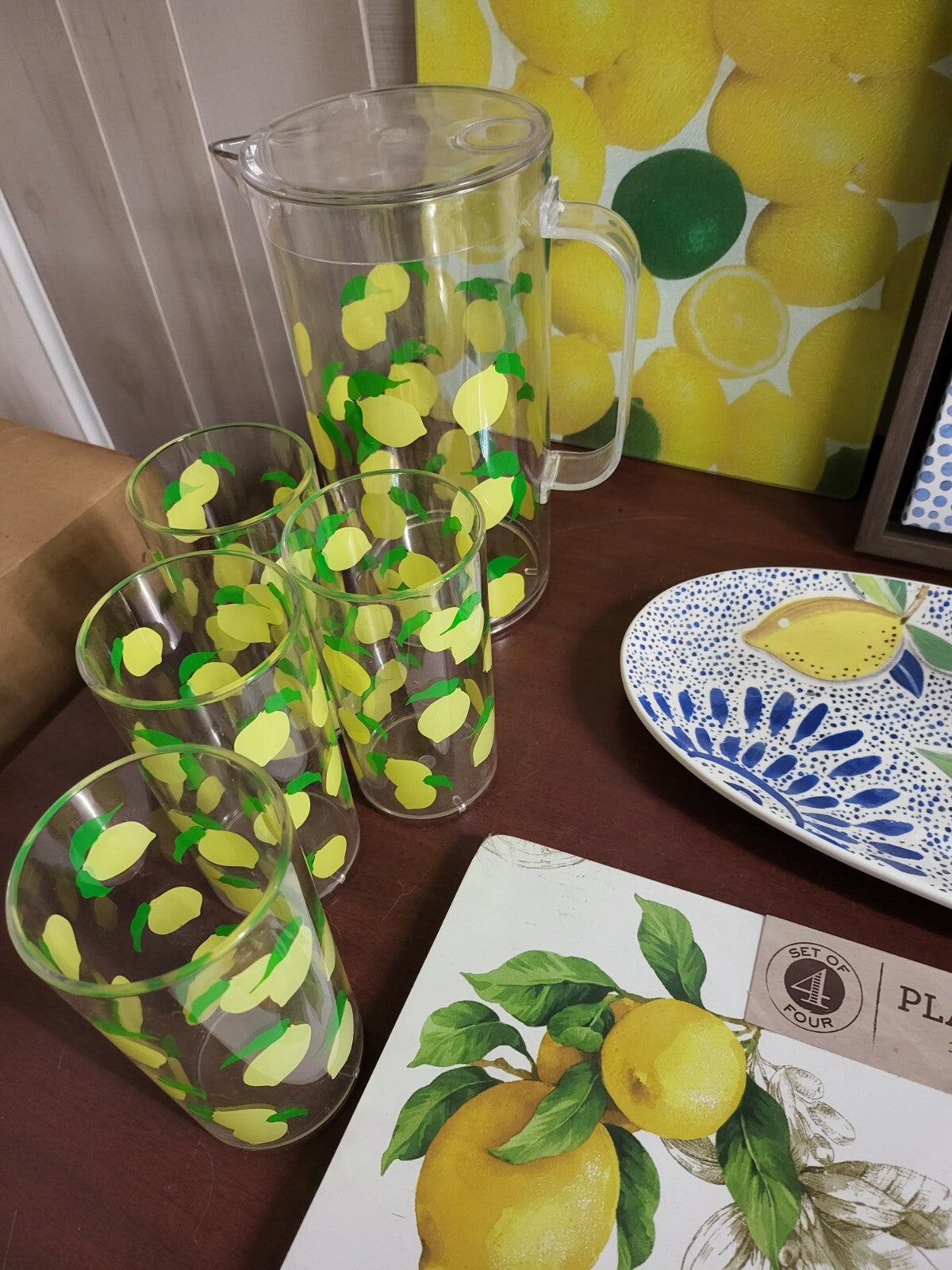 Lemon Kitchen Set Décor #4132  All in One Redecorating Cups Cutting Board Wall +