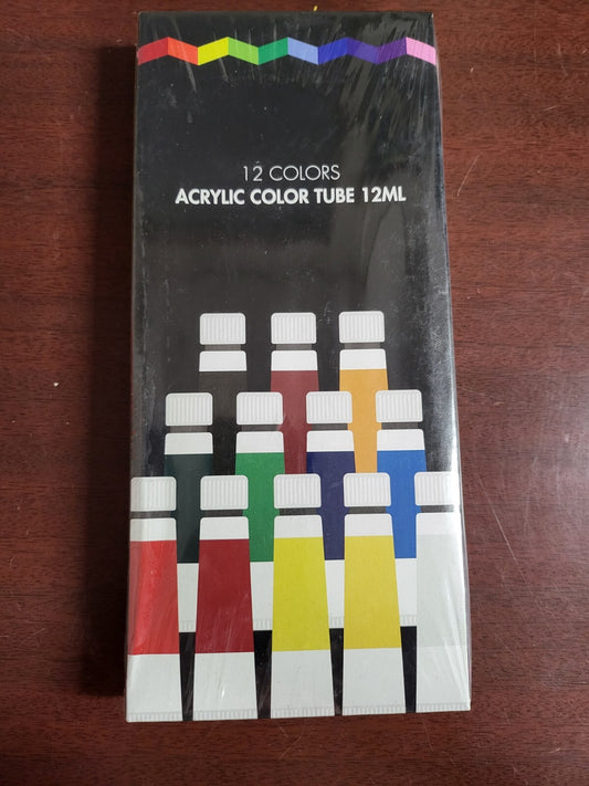 Acrylic Paint Tubes Set 12 Colors Pigments  12ML ea  Lead-Free by K12 Inc