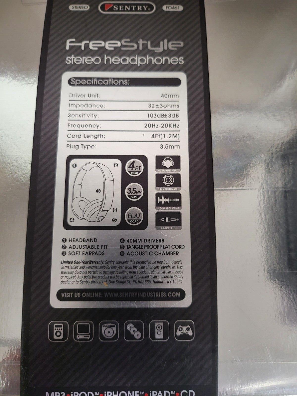 Sentry Free Style Stereo Headphones Noise Isolation Ear Cushions for iPhone iPad