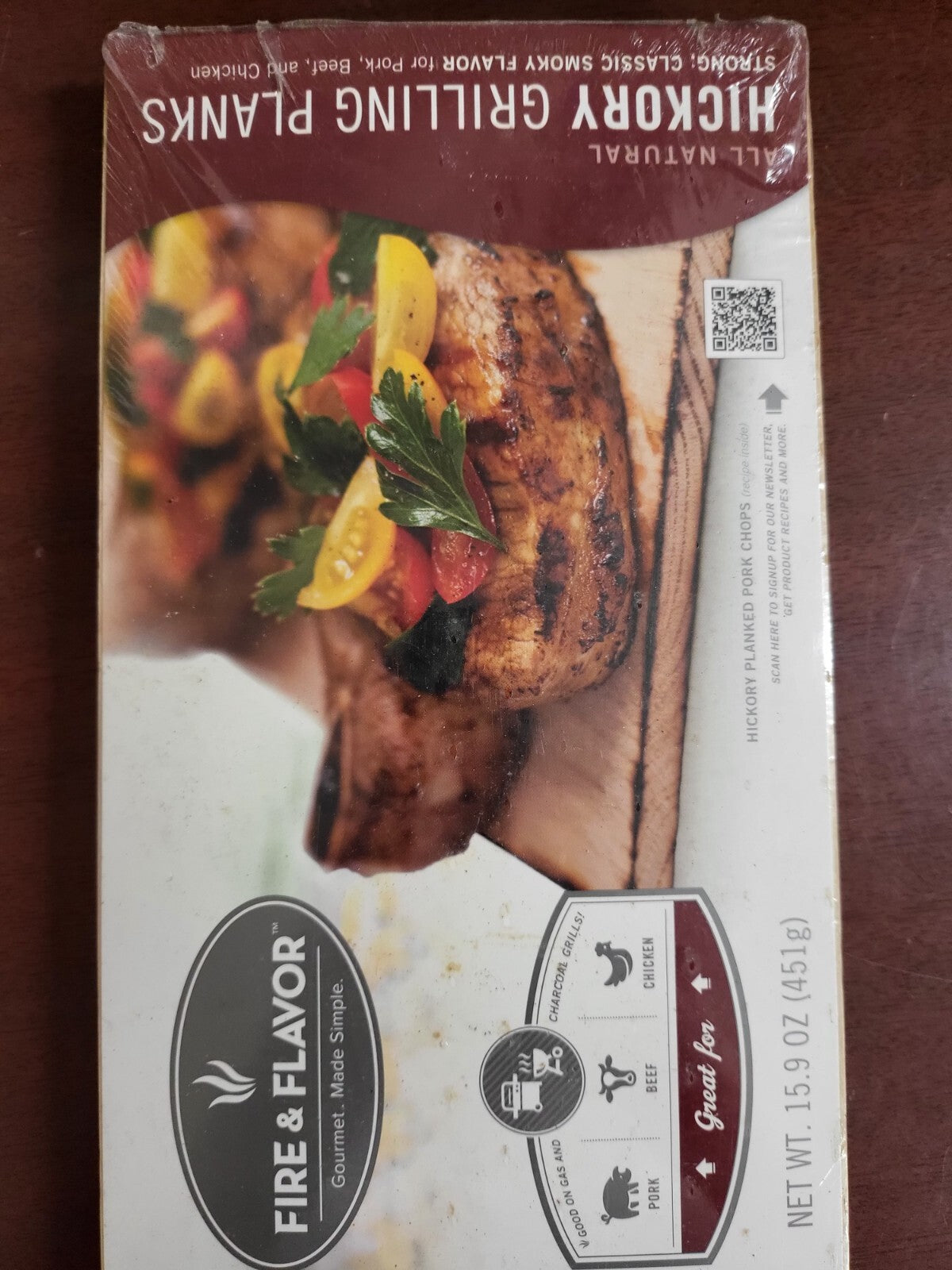 2 Hickory Wood Grilling Plank 15.25 x 5.5" All Natural Smoky Flavor  Pork Beef +