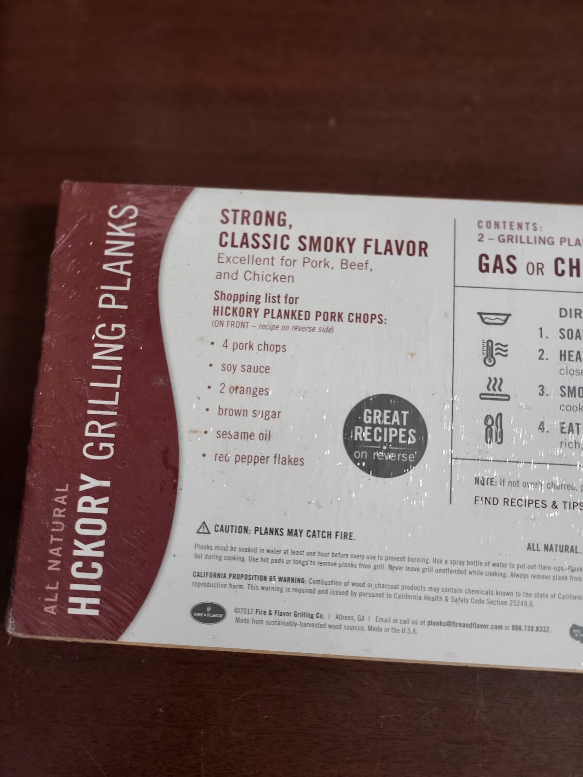 2 Hickory Wood Grilling Plank 15.25 x 5.5" All Natural Smoky Flavor  Pork Beef +