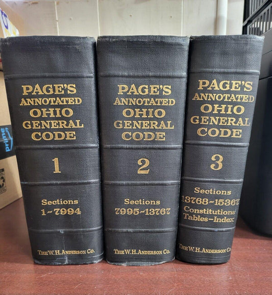 Book Set - Page's Annotated Ohio General Code 1926 ~ 3 Volumes #2869