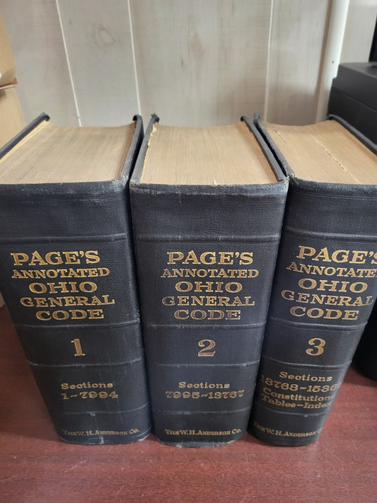 Book Set - Page's Annotated Ohio General Code 1926 ~ 3 Volumes #2869