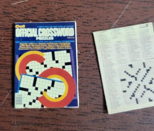 Vintage Miniature Dell Crossword Puzzle Book & Pencil ~1"   Tiny Amazing