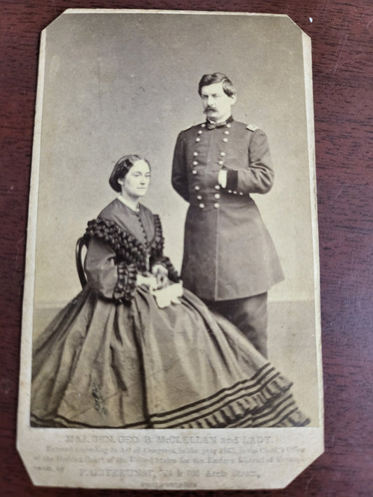 Major General George McClellan +1 Photograph 1883 4 x 2.5" Stamped Philadelphia