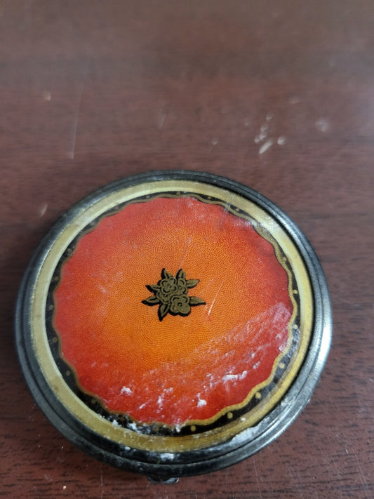 Vintage Compact Vivaudou NOS Missing Puff Black With Orange ~2"