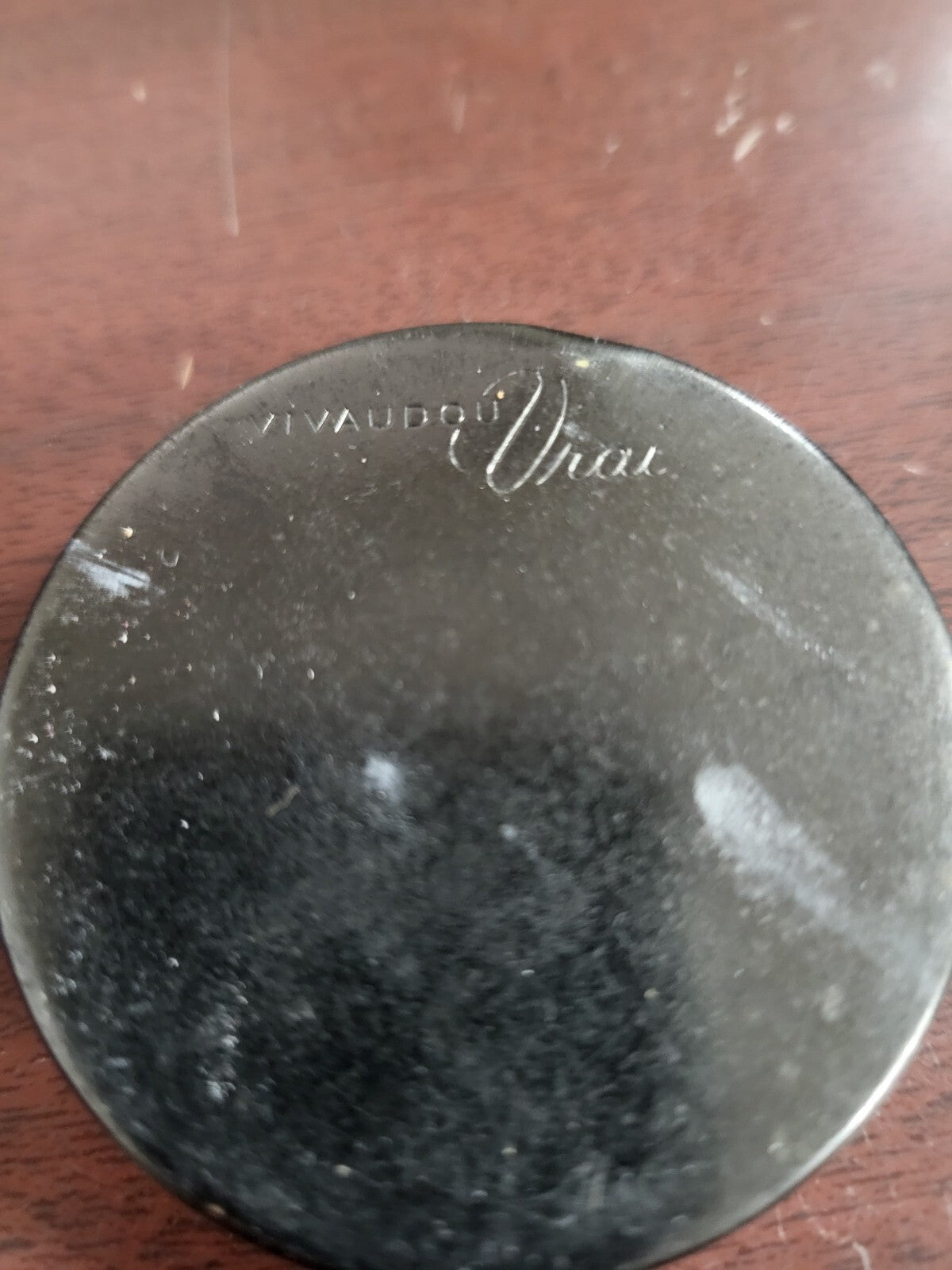 Vintage Compact Vivaudou NOS Missing Puff Black With Orange ~2"