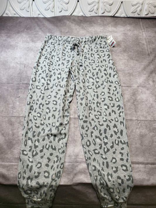 Ladies Knit Pants Gray Leopard Print SMALL Jenni Intimates Pajamas 15" Elastic