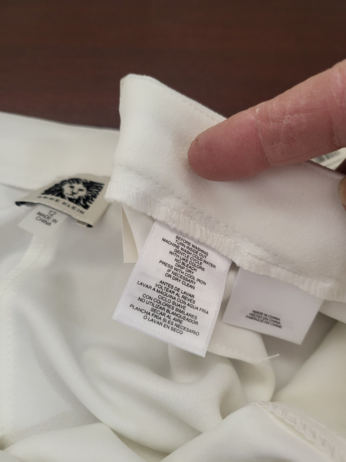 Ladies Pants size 12 White / Ivory High Rise Wide Leg Polyester Blend Anne Klein