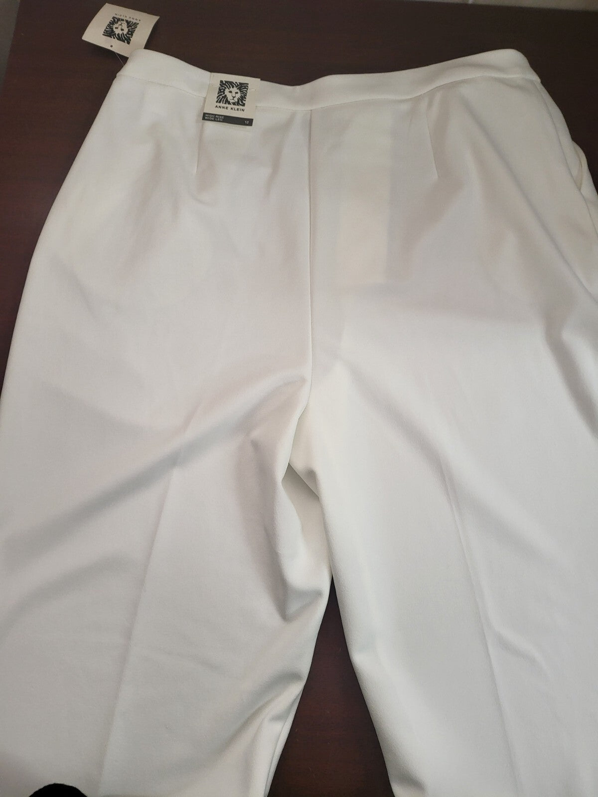Ladies Pants size 12 White / Ivory High Rise Wide Leg Polyester Blend Anne Klein