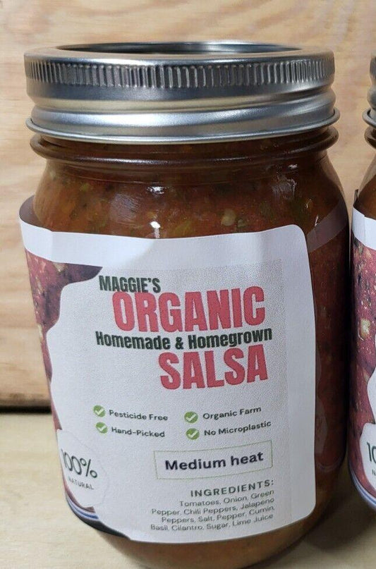 Salsa 16oz Homegrown Homemade OHIO Medium Heat Glass Jar Organic Healthy